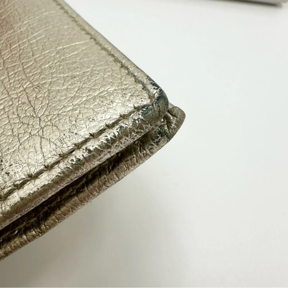 D&G Dolce Gabbana Metallic Gold Bifold Leather Wallet - Picture 6 of 16